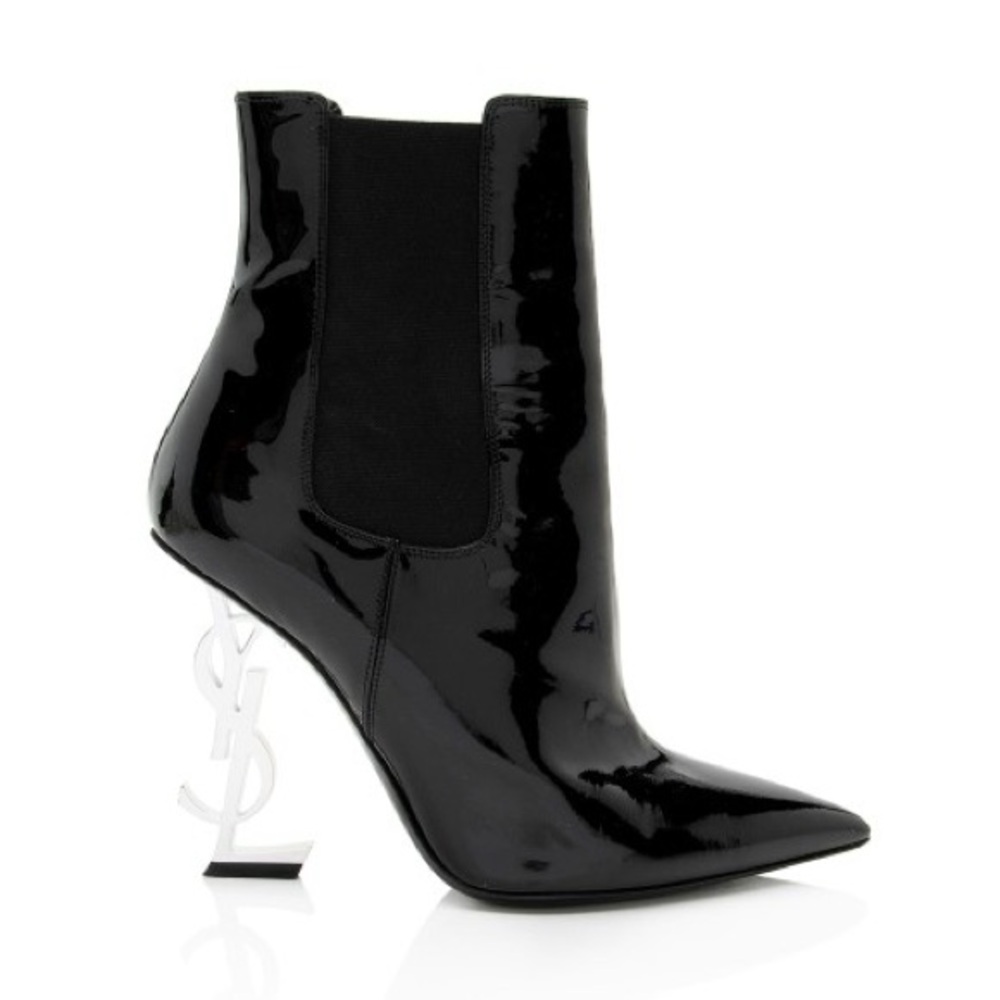 Yves Saint Laurent Glossy Black Heeled Boots